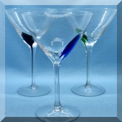G28. 3 Colored martini glasses. 7” - $10 